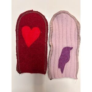 Two pairs of Handmade Recycled Wool Children’s Mittens 6-8yrs
